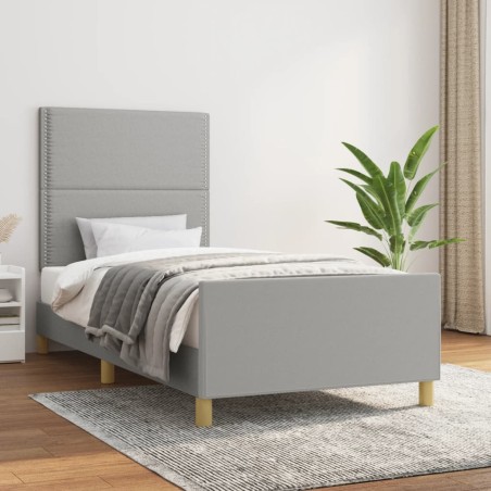 vidaXL Estructura de cama con cabecero de tela gris claro 100x200 cm
