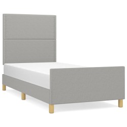 vidaXL Estructura de cama con cabecero de tela gris claro 100x200 cm
