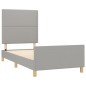 vidaXL Estructura de cama con cabecero de tela gris claro 100x200 cm