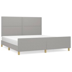 vidaXL Estructura de cama con cabecero gris claro tela 180x200 cm