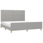 vidaXL Estructura de cama con cabecero gris claro tela 180x200 cm vidaXL Estructura de cama con cabecero gris claro tela 180x200 cm