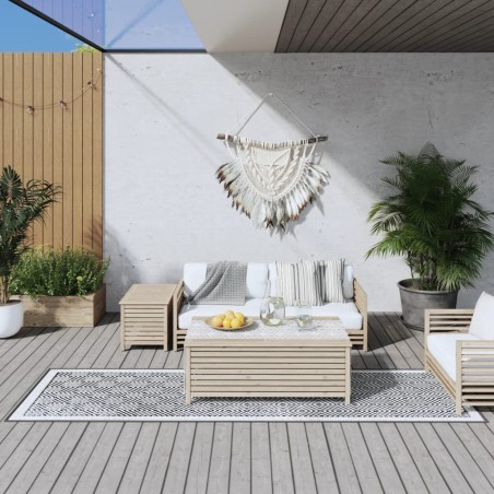 vidaXL Alfombra de exterior gris y blanca 80x250 cm diseño reversible