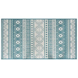 vidaXL Alfombra de exterior verde agua y blanca reversible 100x200 cm