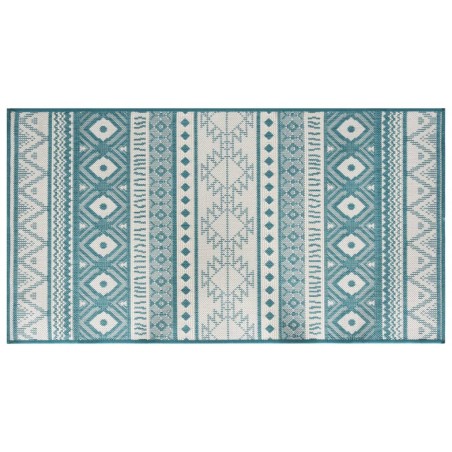 vidaXL Alfombra de exterior verde agua y blanca reversible 100x200 cm