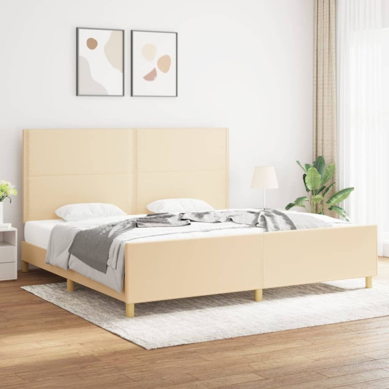 vidaXL Estructura de cama con cabecero de tela color crema 200x200 cm