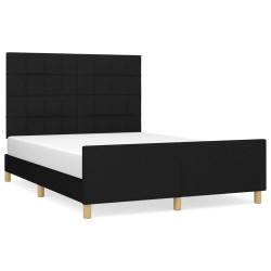 vidaXL Estructura de cama con cabecero de tela negro 140x190 cm