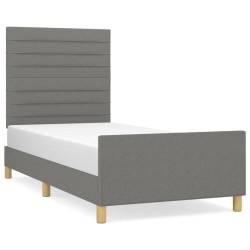 vidaXL Estructura de cama con cabecero de tela gris oscuro 80x200 cm