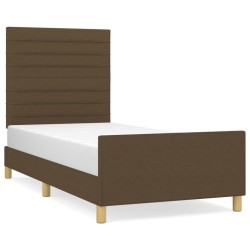 vidaXL Estructura de cama con cabecero de tela marrón oscuro 80x200 cm