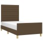 vidaXL Estructura de cama con cabecero de tela marrón oscuro 80x200 cm vidaXL Estructura de cama con cabecero de tela marrón oscuro 80x200 cm
