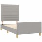 vidaXL Estructura de cama con cabecero de tela gris claro 100x200 cm vidaXL Estructura de cama con cabecero de tela gris claro 100x200 cm