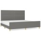 vidaXL Estructura de cama con cabecero tela gris oscuro 200x200 cm