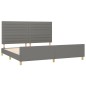 vidaXL Estructura de cama con cabecero tela gris oscuro 200x200 cm