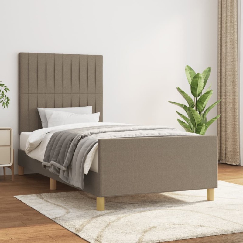 vidaXL Estructura de cama con cabecero de tela gris taupe 80x200 cm vidaXL Estructura de cama con cabecero de tela gris taupe 80x200 cm