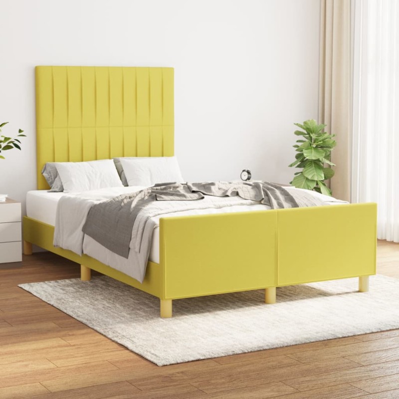 vidaXL Estructura de cama con cabecero de tela verde 120x200 cm vidaXL Estructura de cama con cabecero de tela verde 120x200 cm