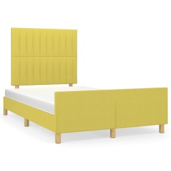 vidaXL Estructura de cama con cabecero de tela verde 120x200 cm