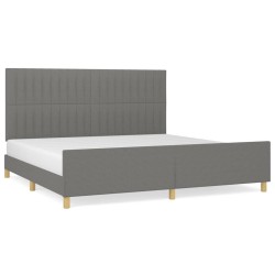 vidaXL Estructura de cama con cabecero tela gris oscuro 200x200 cm