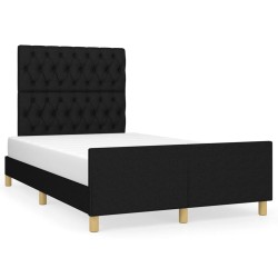 vidaXL Estructura de cama con cabecero de tela negro 120x200 cm