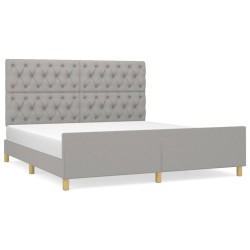 vidaXL Estructura de cama con cabecero tela gris claro 160x200 cm