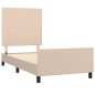 vidaXL Estructura de cama cabecero cuero sintético capuchino 90x190 cm vidaXL Estructura de cama cabecero cuero sintético capuchino 90x190 cm