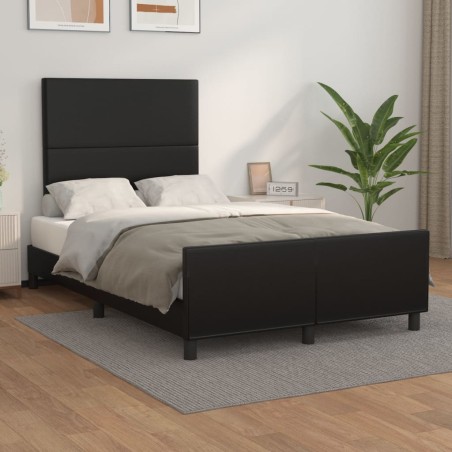 vidaXL Estructura de cama con cabecero cuero sintético negro 120x200cm