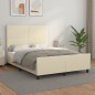 vidaXL Estructura de cama con cabecero cuero sintético crema 140x200cm vidaXL Estructura de cama con cabecero cuero sintético crema 140x200cm