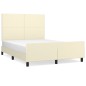 vidaXL Estructura de cama con cabecero cuero sintético crema 140x200cm vidaXL Estructura de cama con cabecero cuero sintético crema 140x200cm