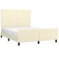 vidaXL Estructura de cama con cabecero cuero sintético crema 140x200cm vidaXL Estructura de cama con cabecero cuero sintético crema 140x200cm