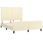 vidaXL Estructura de cama con cabecero cuero sintético crema 140x200cm vidaXL Estructura de cama con cabecero cuero sintético crema 140x200cm
