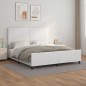 vidaXL Estructura de cama cabecero cuero sintético blanco 160x200 cm vidaXL Estructura de cama cabecero cuero sintético blanco 160x200 cm