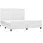 vidaXL Estructura de cama cabecero cuero sintético blanco 160x200 cm vidaXL Estructura de cama cabecero cuero sintético blanco 160x200 cm