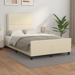 vidaXL Estructura de cama con cabecero cuero sintético crema 120x200cm
