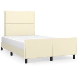 vidaXL Estructura de cama con cabecero cuero sintético crema 120x200cm