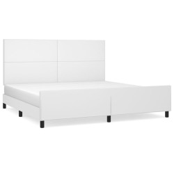 vidaXL Estructura de cama cabecero cuero sintético blanco 200x200 cm