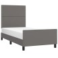 vidaXL Estructura de cama con cabecero cuero sintético gris 100x200 cm vidaXL Estructura de cama con cabecero cuero sintético gris 100x200 cm