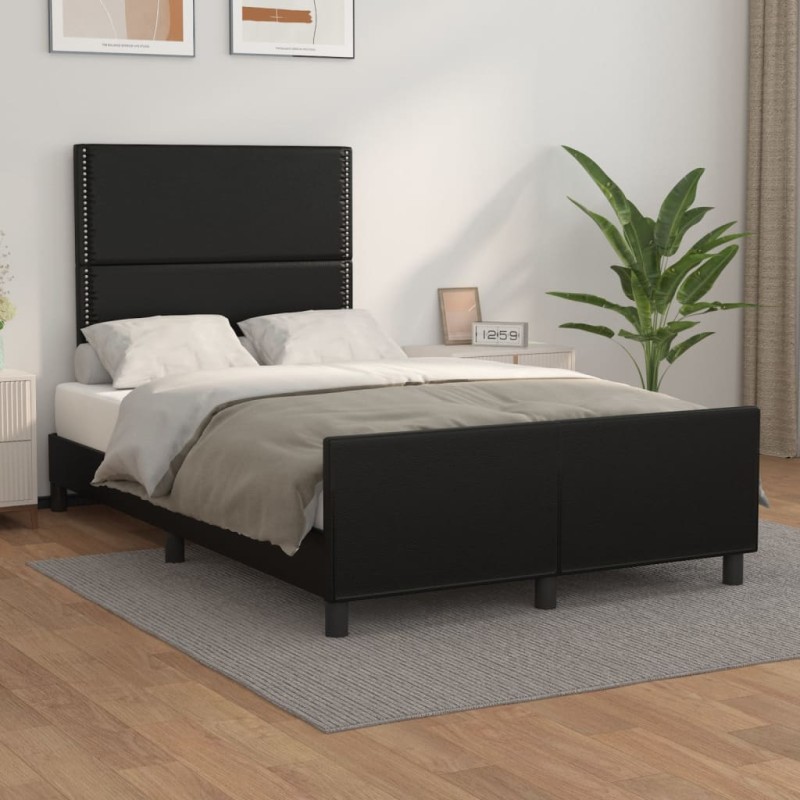 vidaXL Estructura de cama con cabecero cuero sintético negro 120x200cm vidaXL Estructura de cama con cabecero cuero sintético negro 120x200cm