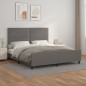 vidaXL Estructura de cama con cabecero cuero sintético gris 180x200cm