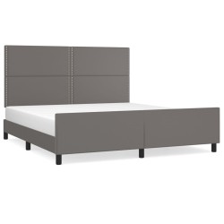 vidaXL Estructura de cama con cabecero cuero sintético gris 180x200cm