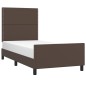vidaXL Estructura de cama con cabecero cuero sintético marrón 90x200cm vidaXL Estructura de cama con cabecero cuero sintético marrón 90x200cm