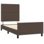 vidaXL Estructura de cama con cabecero cuero sintético marrón 90x200cm vidaXL Estructura de cama con cabecero cuero sintético marrón 90x200cm