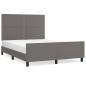 vidaXL Estructura de cama con cabecero cuero sintético gris 140x200cm vidaXL Estructura de cama con cabecero cuero sintético gris 140x200cm