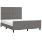 vidaXL Estructura de cama con cabecero cuero sintético gris 140x200cm vidaXL Estructura de cama con cabecero cuero sintético gris 140x200cm