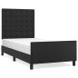 vidaXL Estructura de cama con cabecero cuero sintético negro 90x200 cm vidaXL Estructura de cama con cabecero cuero sintético negro 90x200 cm