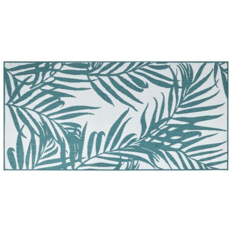 vidaXL Alfombra de exterior verde agua y blanca reversible 100x200 cm