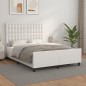 vidaXL Estructura de cama cabecero cuero sintético blanco 140x190 cm vidaXL Estructura de cama cabecero cuero sintético blanco 140x190 cm