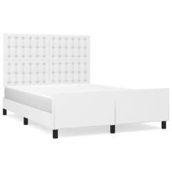 vidaXL Estructura de cama cabecero cuero sintético blanco 140x190 cm