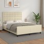 vidaXL Estructura de cama con cabecero cuero sintético crema 140x200cm vidaXL Estructura de cama con cabecero cuero sintético crema 140x200cm