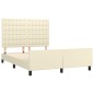 vidaXL Estructura de cama con cabecero cuero sintético crema 140x200cm vidaXL Estructura de cama con cabecero cuero sintético crema 140x200cm