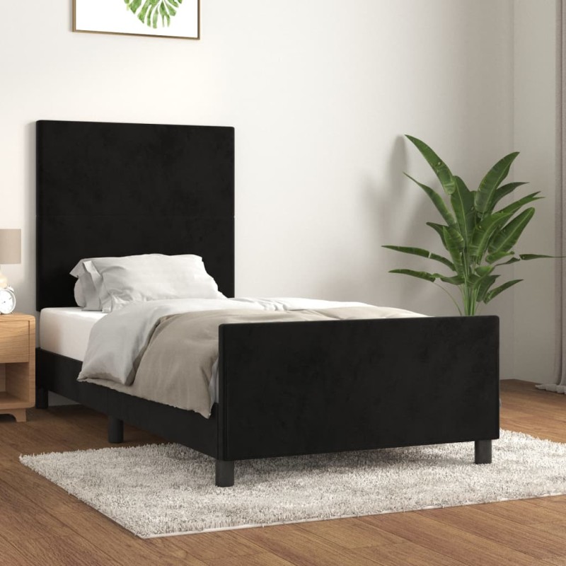 vidaXL Estructura de cama con cabecero de terciopelo negro 100x200 cm