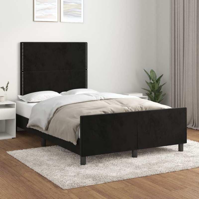 vidaXL Estructura de cama con cabecero de terciopelo negro 120x200 cm vidaXL Estructura de cama con cabecero de terciopelo negro 120x200 cm