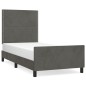 vidaXL Estructura de cama con cabecero terciopelo gris oscuro 90x190cm vidaXL Estructura de cama con cabecero terciopelo gris oscuro 90x190cm